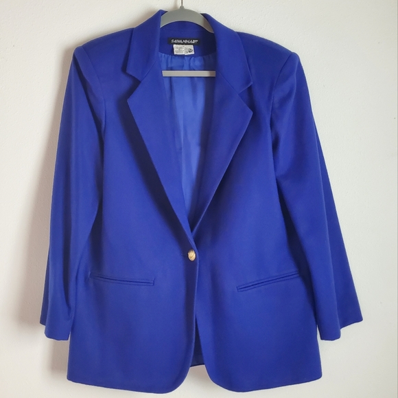 Vintage Jackets & Blazers - VINTAGE 80s/ blue blazer gold button